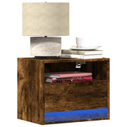 Comodino a Parete con luci LED Rovere Fumo 852069