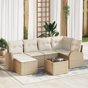 Set di divani da giardino  da 7 pezzi con cuscini in polyrattan marrone