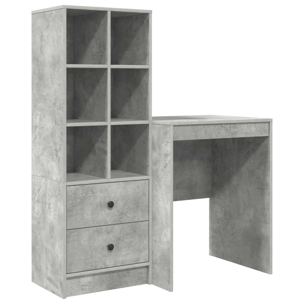 Scrivania con cassetto con lo scaffale 2 pcs Grigio cemento 3337340