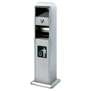 Posacenere a Colonna con Cestino 34,5x119,5x31 cm in Acciaio 14L per Interno Esterno