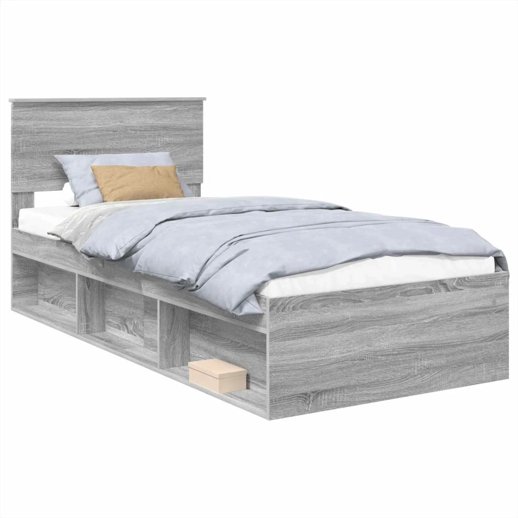 Struttura del letto con testiera Grigio Sonoma 100 x 200 cm