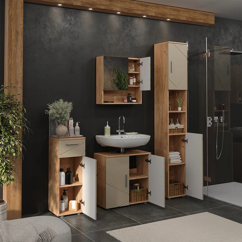 Vicco Set di mobili da bagno Beige 4 parti