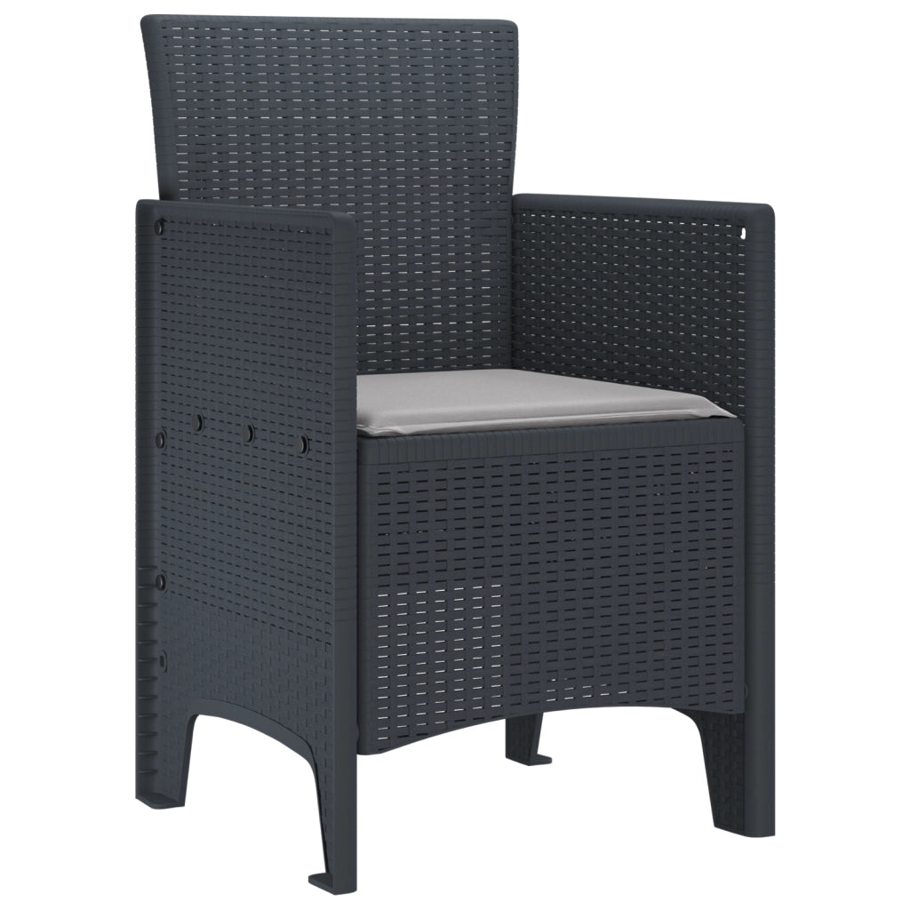Sedie da giardino con cuscini 2 pz Antracite Polirattan