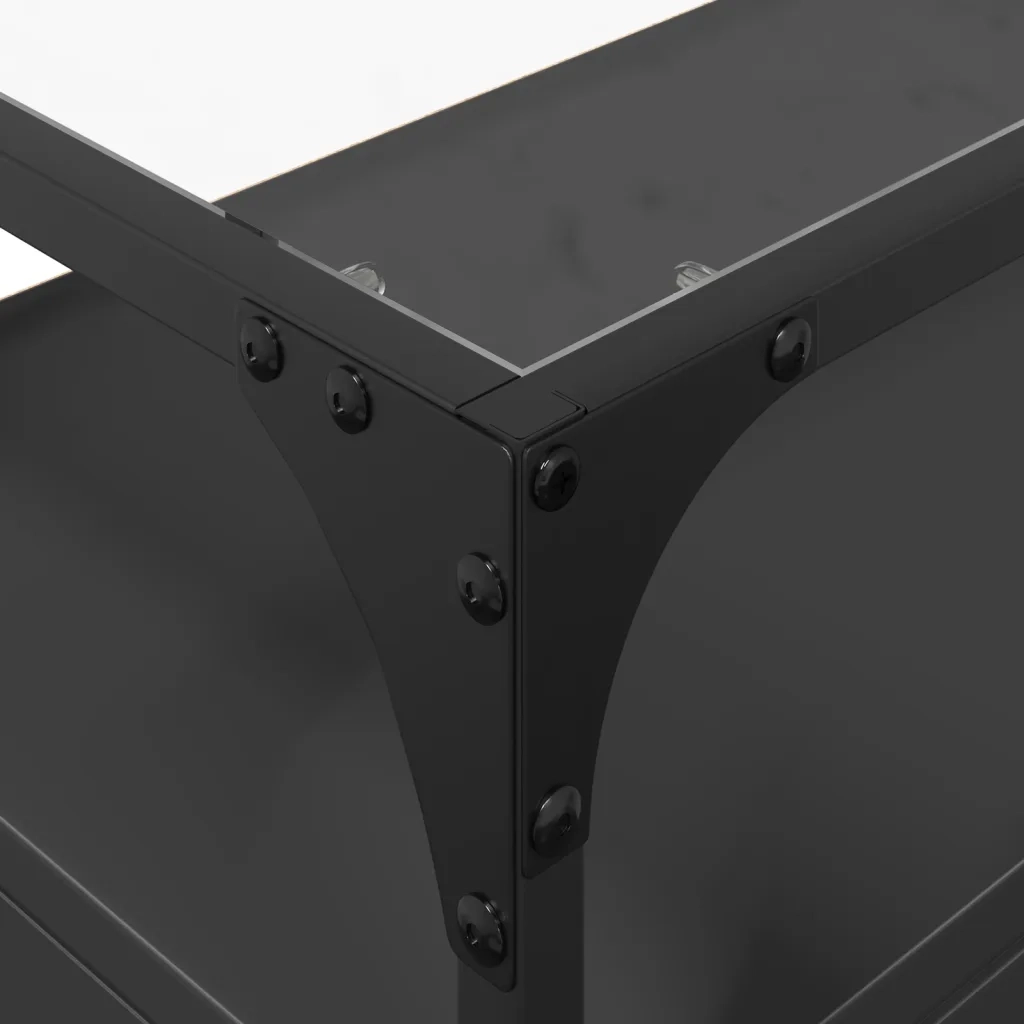 Mobile TV con Piano in Vetro Nero 80x35x51 cm Legno Multistrato 846059