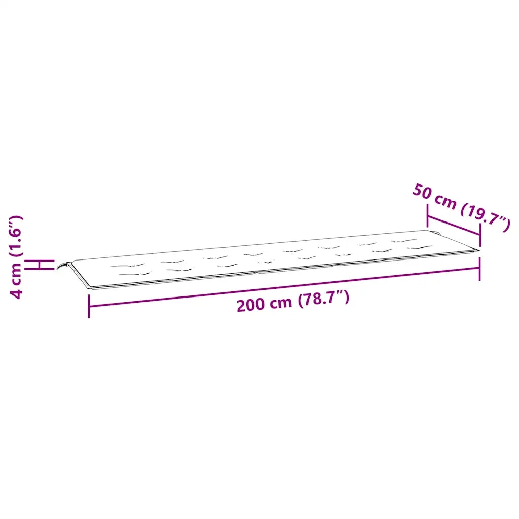 Cuscino Panca da Giardino Motivo a Foglie 200x50x4 cm Tessuto 361204