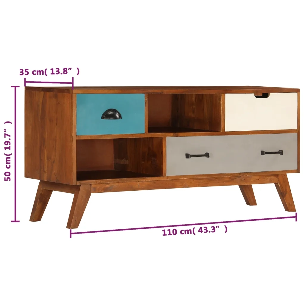 Mobile Porta TV 3 Cassetti 110x35x50cm Legno Massello di Acacia cod mxl 17020