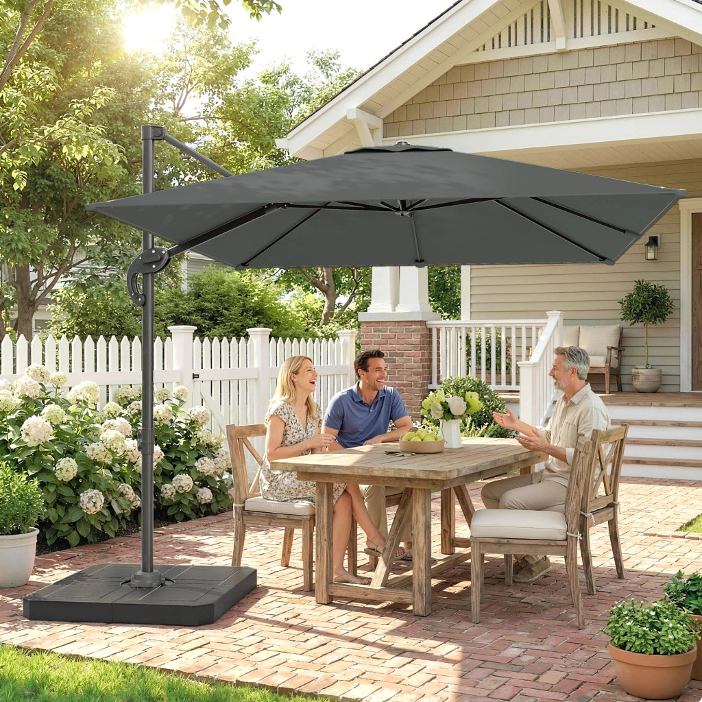 Ombrellone da Giardino ¨C zephmum ¨C Diam. 244 cm, Antracite, Alluminio