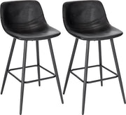 Set di 2 Sedie da Bagno - 2 Pezzi - Sedie da Bagno di Lusso - Con Schienale - Sedie da Bagno - Nero - Pelle Finta