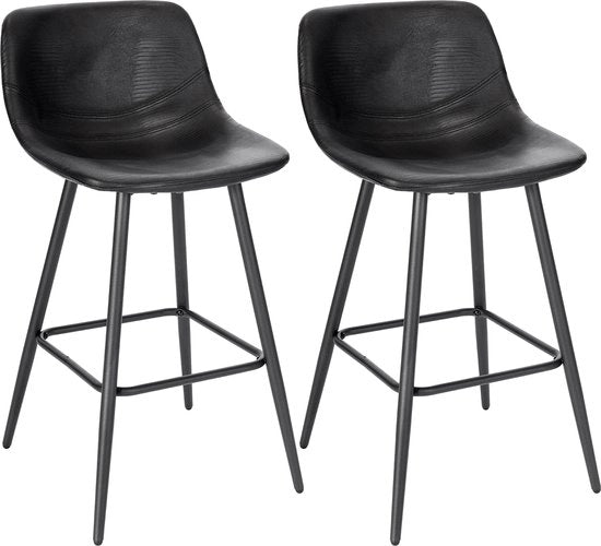 Set di 2 Sedie da Bagno - 2 Pezzi - Sedie da Bagno di Lusso - Con Schienale - Sedie da Bagno - Nero - Pelle Finta