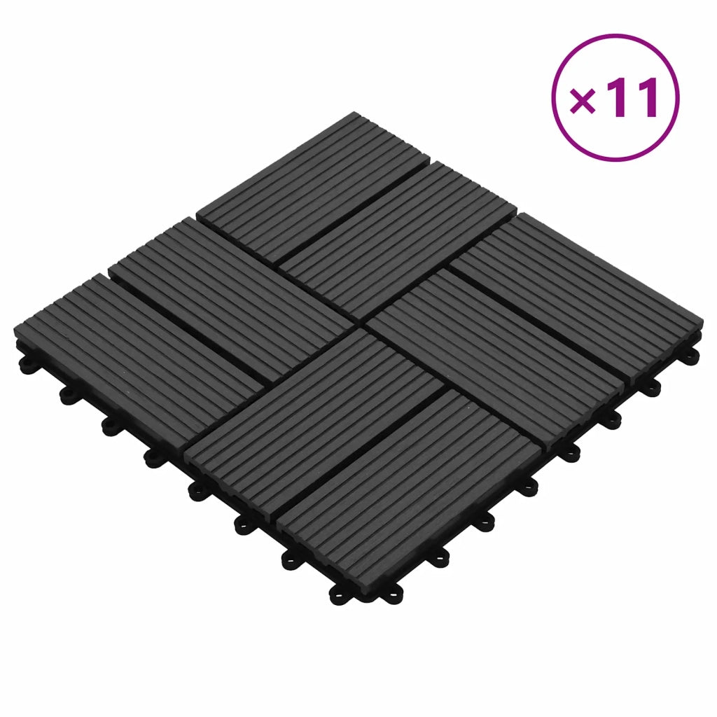 Piastrella per Decking 11 pz Nero 30 x 30 cm WPC CFW8824566