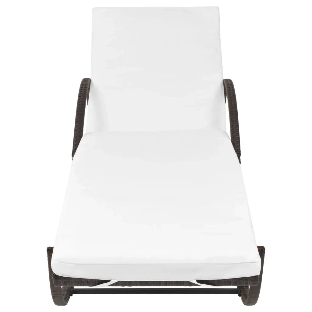 Sdraio da giardino | Lettino con Cuscino in Polyrattan Marrone
