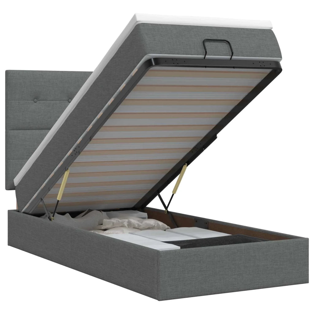 Letto ottomano con materasso Grigio Scuro 100 x 200 cm Tessuto 3457467