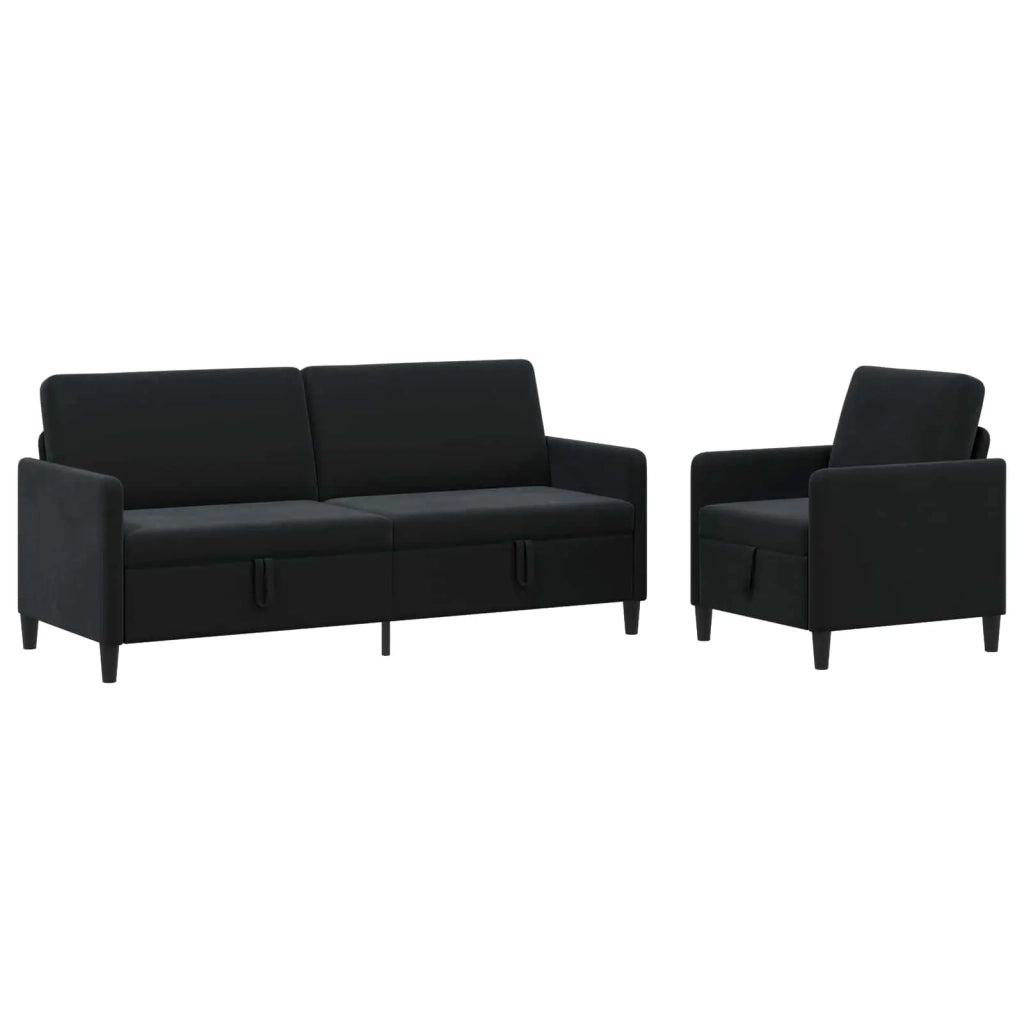 Set di Divani con Storage 2 pz Nero Poliestere 3429252