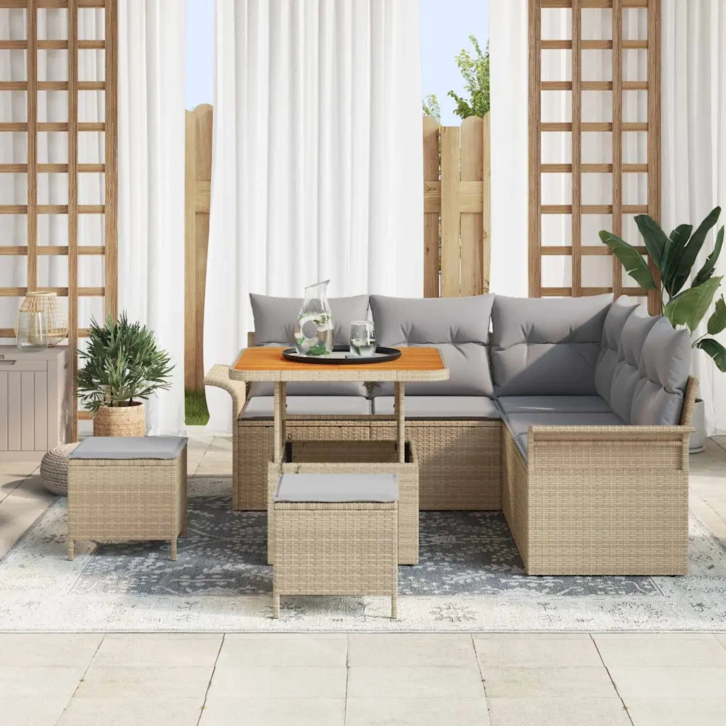 Set Divano da Giardino con cuscino 8 pcs Beige e Grigio Chiaro 3364082