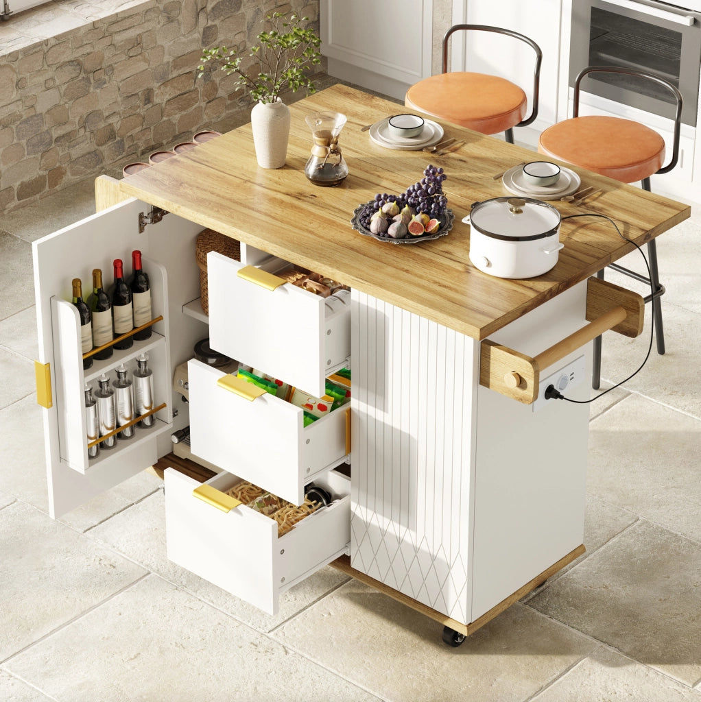 Set carrello cucina mobile con sgabelli e presa elettrica