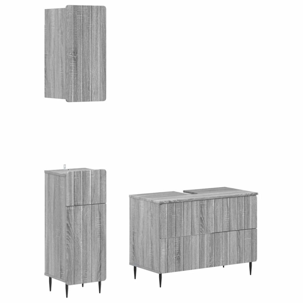 Set di armadietti da bagno in 3 pezzi ZWOLLE Sonoma grigio 3417762
