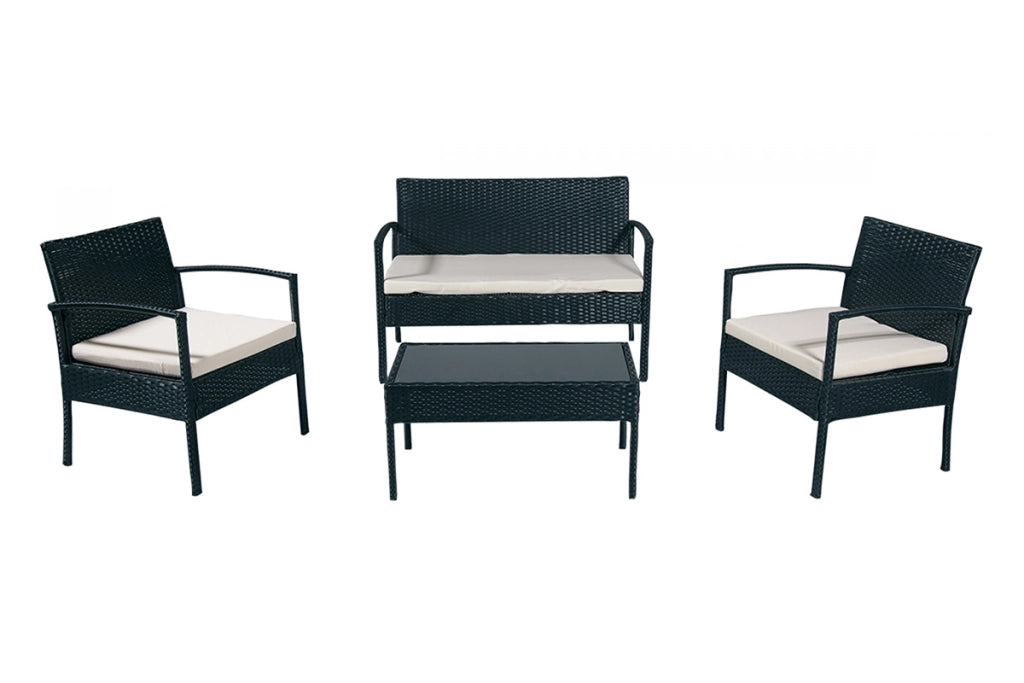 Salotto da giardino in rattan, set di divani da esterno in polyrattan nero mod. Martino RT-M10ZB