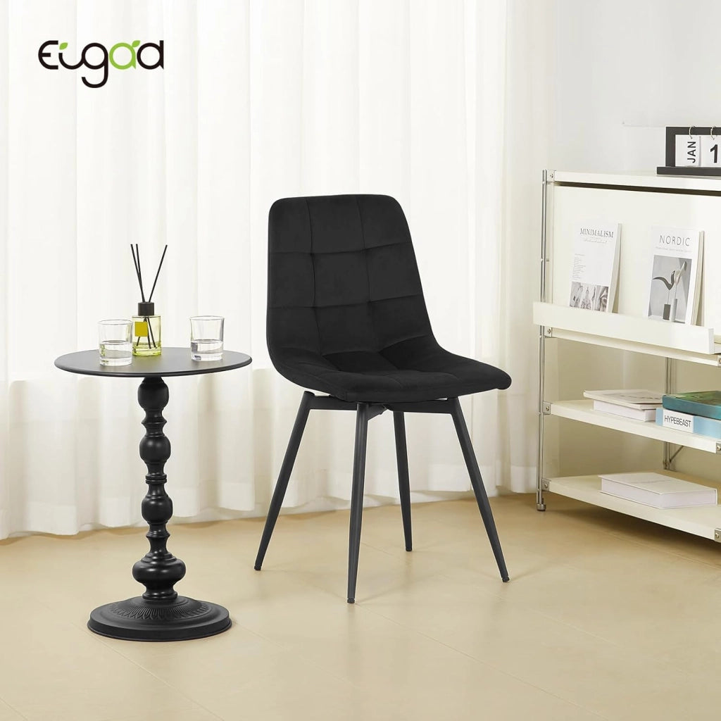 4x Sedie da Pranzo Girevoli, Sedie da Cucina in Velluto con Schienale e Gambe in Metallo, Stile Moderno, per Cucina, Sala da Pranzo, Camera da Letto e Soggiorno, Nero