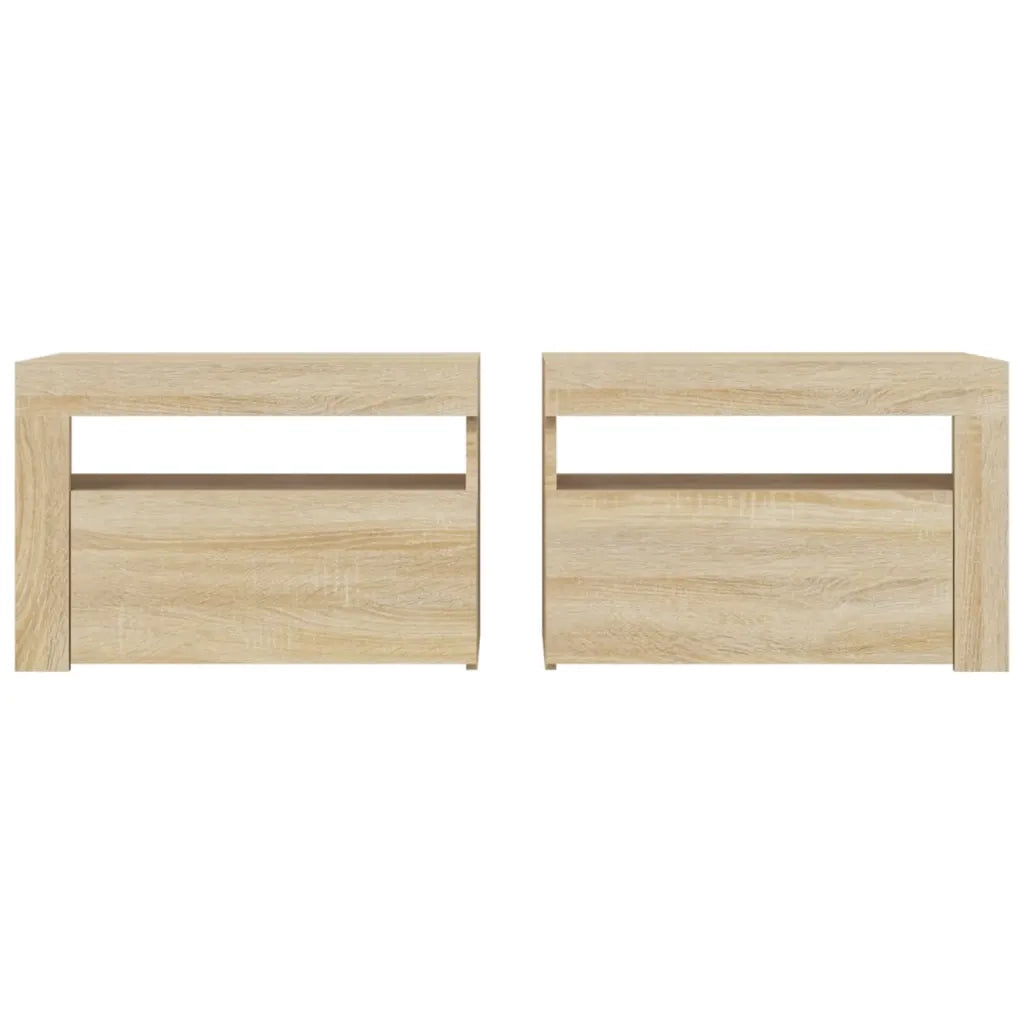 Comodini 2 pz con Luci LED Rovere Sonoma 60x35x40 cm 3080737