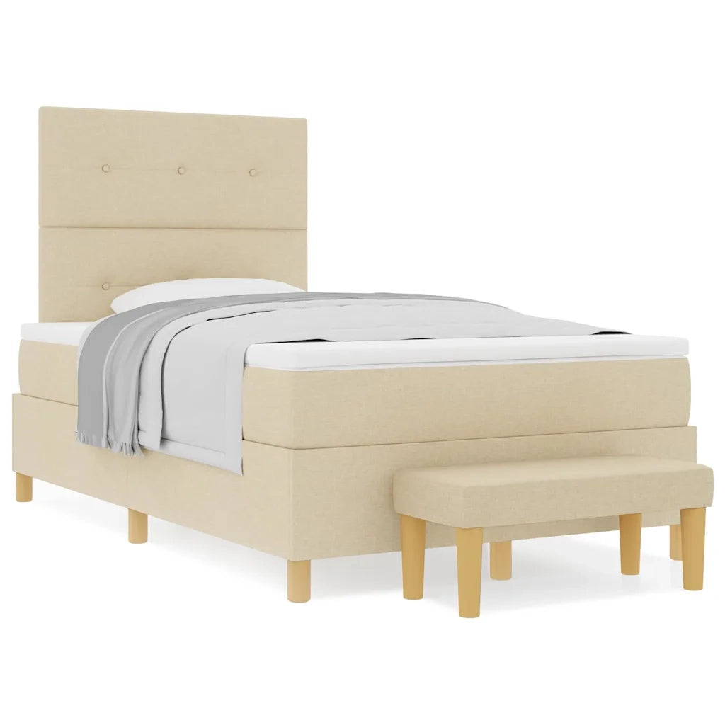 vidaXL Letto a molle con materasso Crema 120 x 190 cm Tessuto