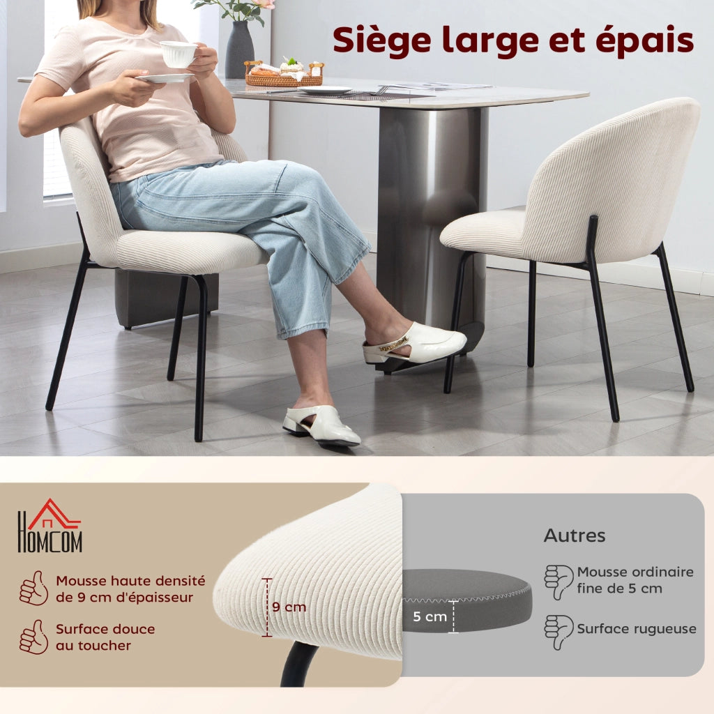 Sedia da pranzo in velluto ¨C zephmum ¨C 56x58x78, crema