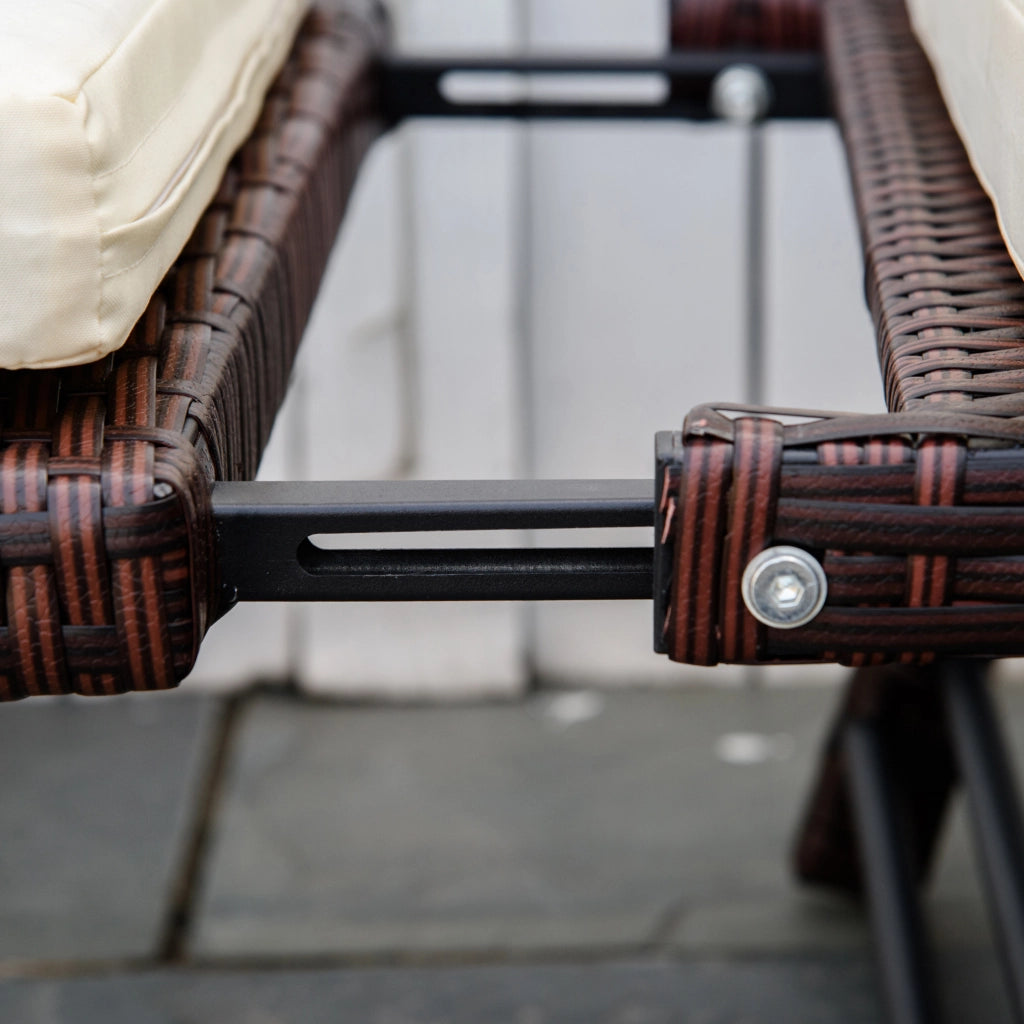 Divano Da Giardino 2 Posti Pieghevole 129 X 63 X 67 Cm Polyrattan Marrone Per Terrazza E Balcone