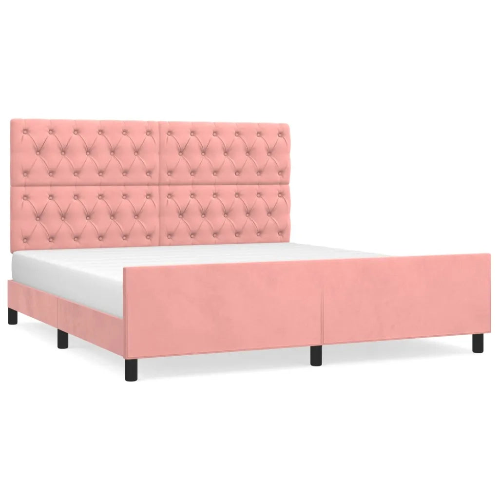 Giroletto con Testiera-Struttura Letto con testiera Rosa 160x200 cm in Velluto 908355