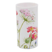 Trade Shop - Bicchiere Porta Spazzolino Bianco In Plastica Accessorio Bagno Con Fiori 69923 -
