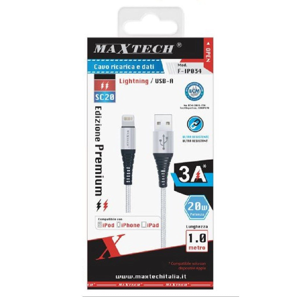 Trade Shop - Cavo Caricatore Lightning Usb 1 Mt Ricarica Trasferimento Dati 3a Iphone F-ip034 -