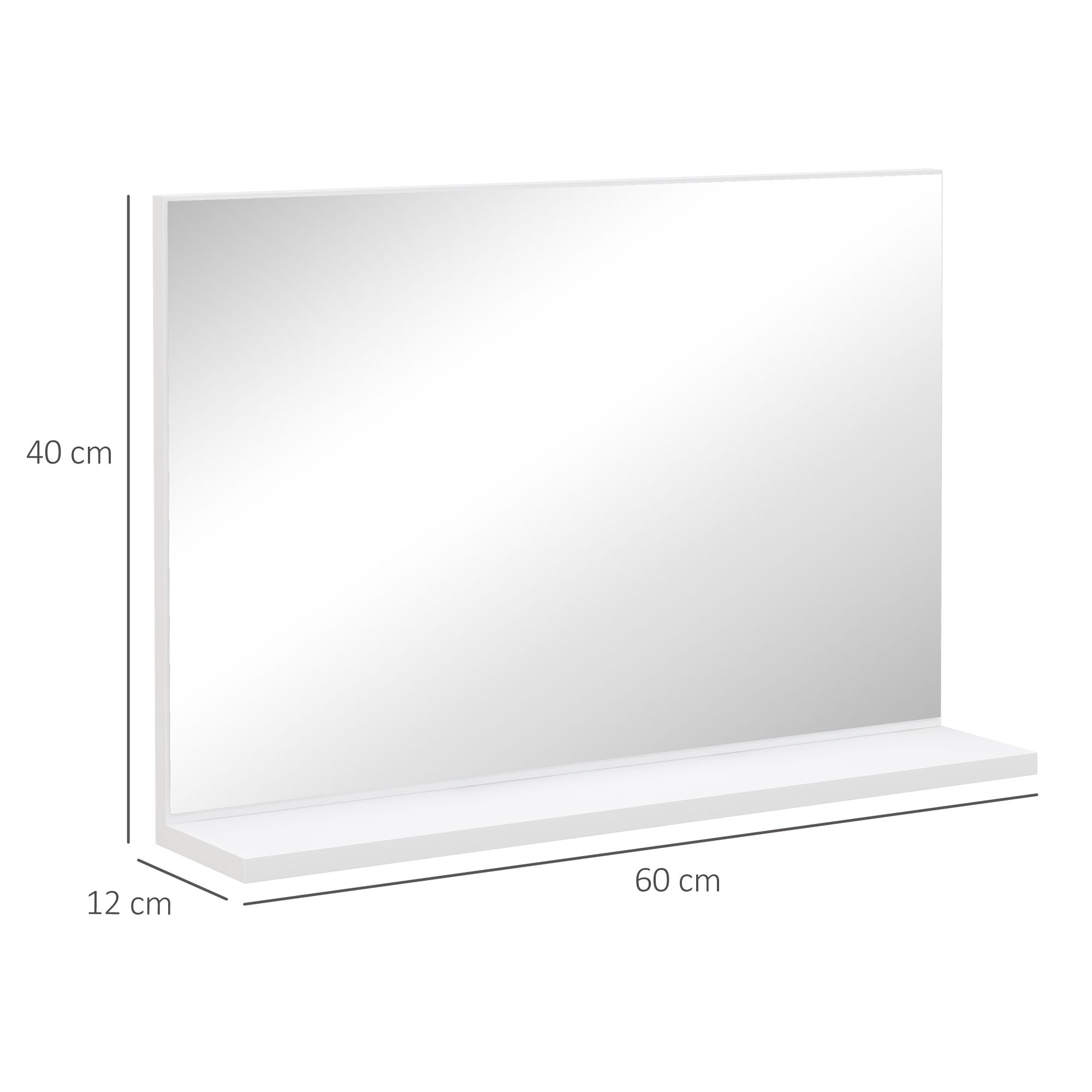 Specchio Bagno a Parete 60x12x40 cm con Mensola Bianco