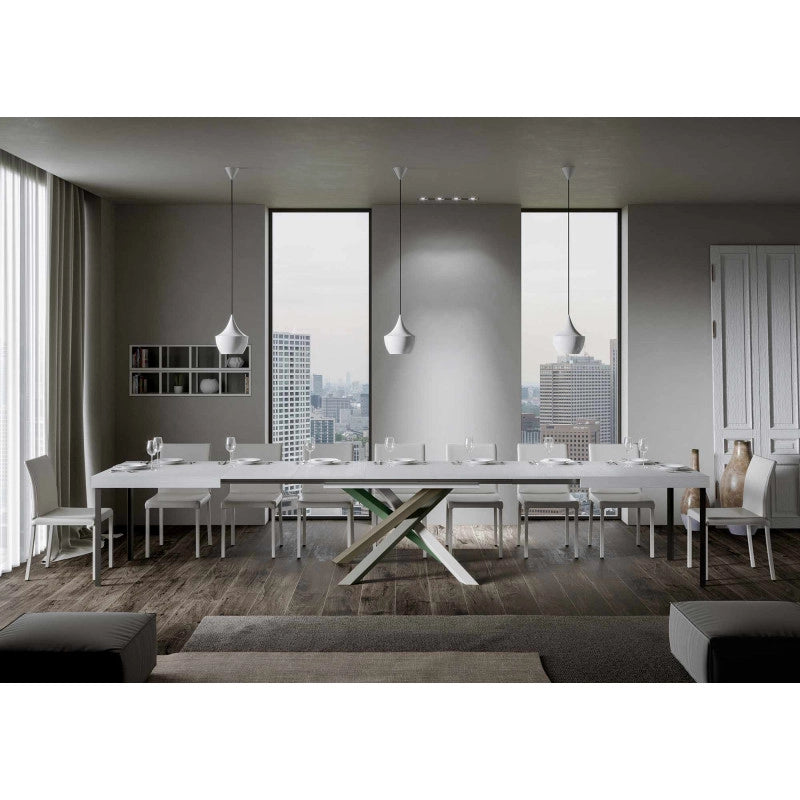 Tavolo allungabile 140/400x90 cm Volantis telaio Multicolore 4/A - Bianco Frassino
