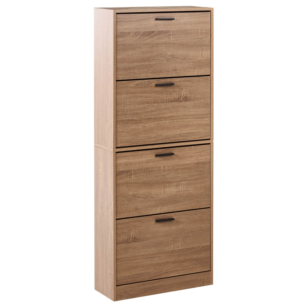Armadietto porta scarpe in truciolato marrone chiaro 4 scomparti Design classico corridoio
