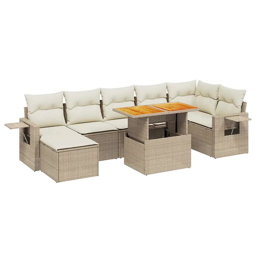 Set Divano da Giardino 8 pz con Cuscini Beige in Polyrattan 3275711