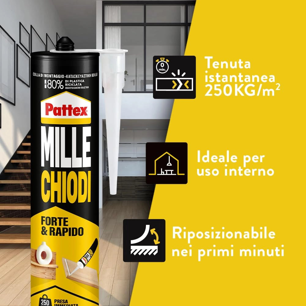 Pattex Millechiodi Forte e Rapido 400 g 2 Pezzi