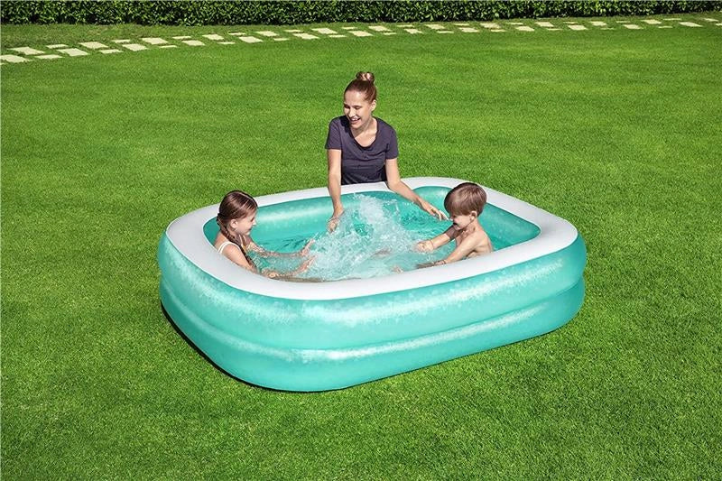 BESTWAY PISCINA GONFIABILE RETTANGOLARE FAMILY CON TOPPA PER RIPARAZIONE 201X150X51 CM