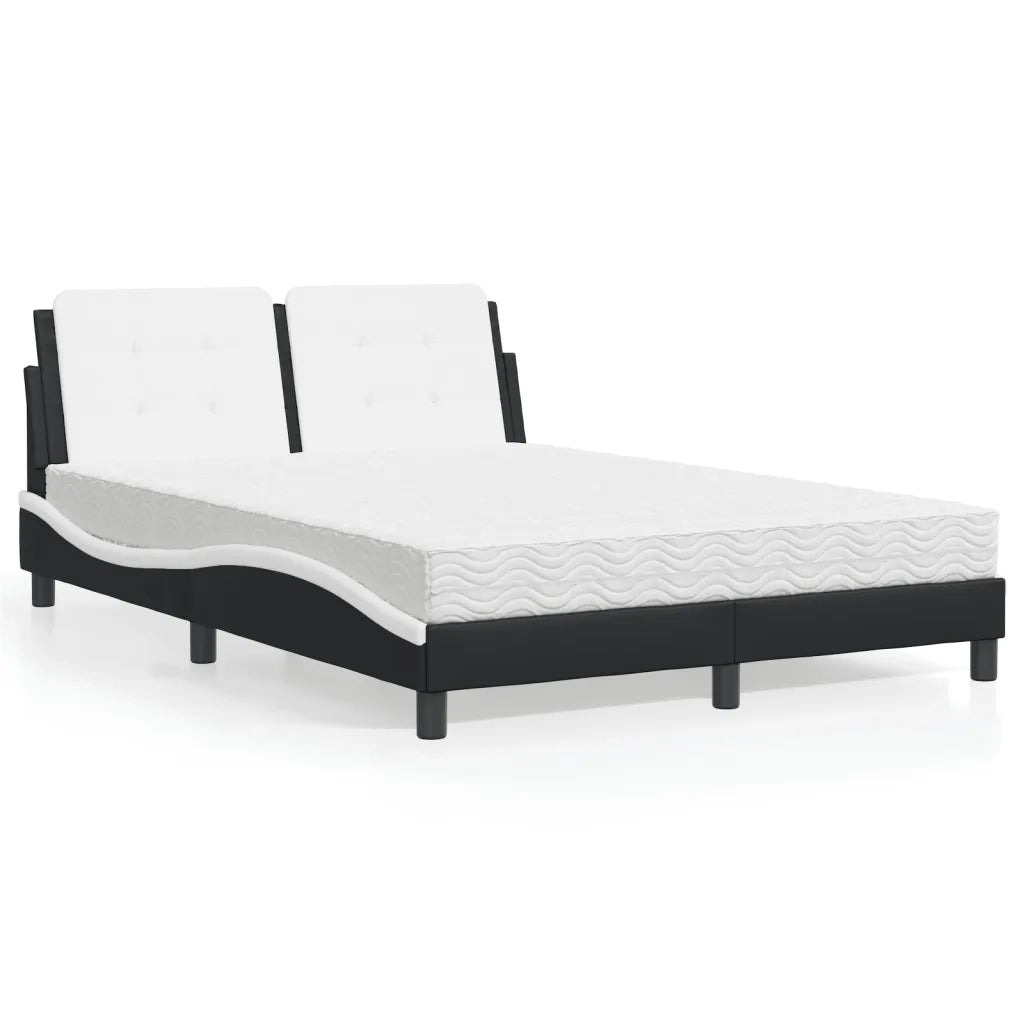 Letto con Materasso Zadar Nero e Bianco 140x200 cm in Similpelle 3208871