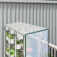 Serra da Giardino con Ripiani a 3 Livelli, Serra da Balcone, 3 Porte Avvolgibili con Zip, 215 x 46 x 151 cm, Verde