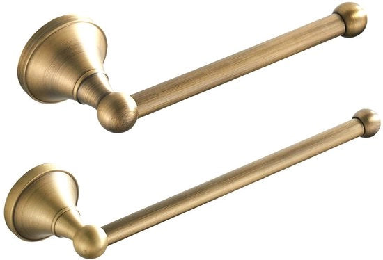 Set accessori bagno 2 in 1 con anello per asciugamano e contenitore per carta igienica in ottone a muro con finitura lucida