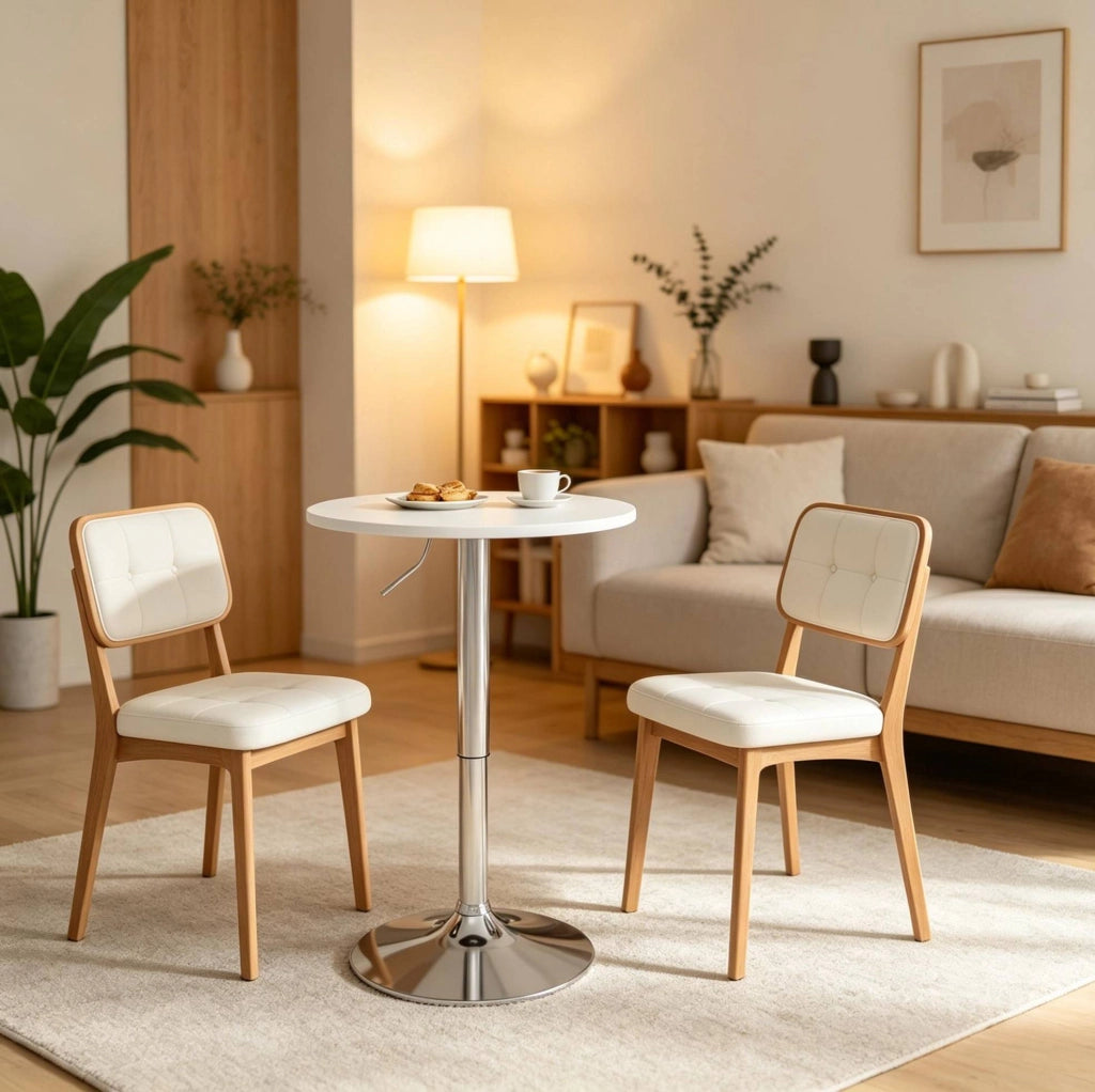 Tavolo da bar rotondo regolabile in altezza bianco, Ø 60 cm, MDF e metallo