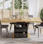 Tavolo da pranzo 110x80x75 cm estendibile con cassetti e vano con chiusura magnetica in MDF e metallo naturale