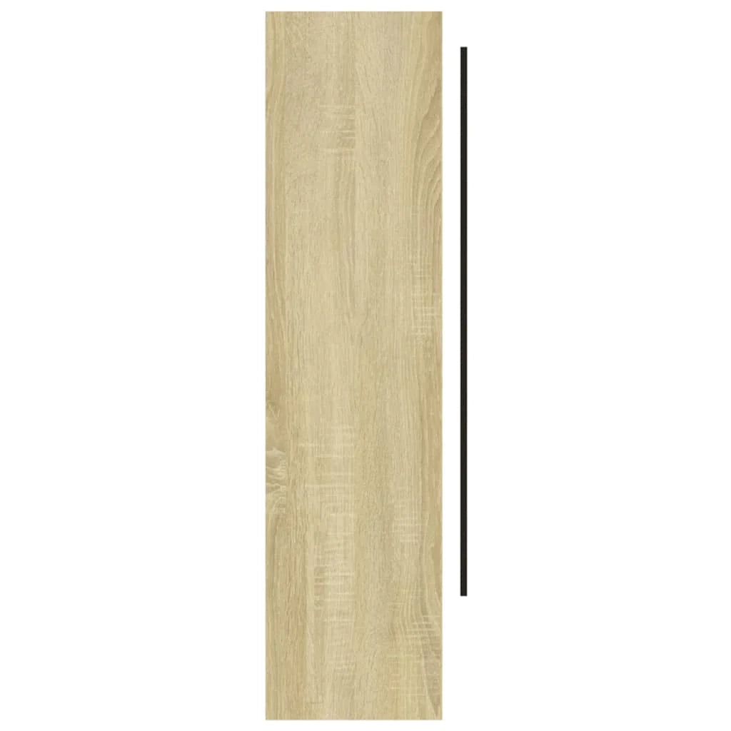Mobiletto con specchio da bagno 80 x 15 x 60 cm bianco e rovere MDF 02_0006716