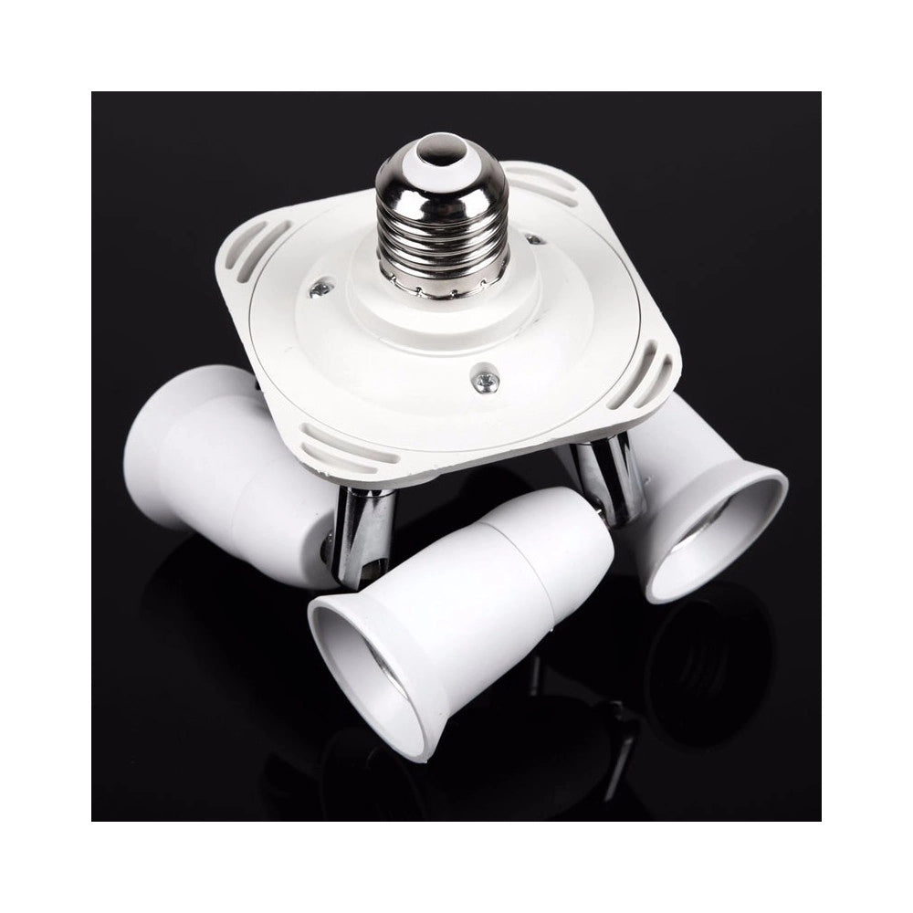 Trade Shop - Portalampada Adattatore E27 4 In 1 Per Lampade Lampadine Attacchi Orientabili -