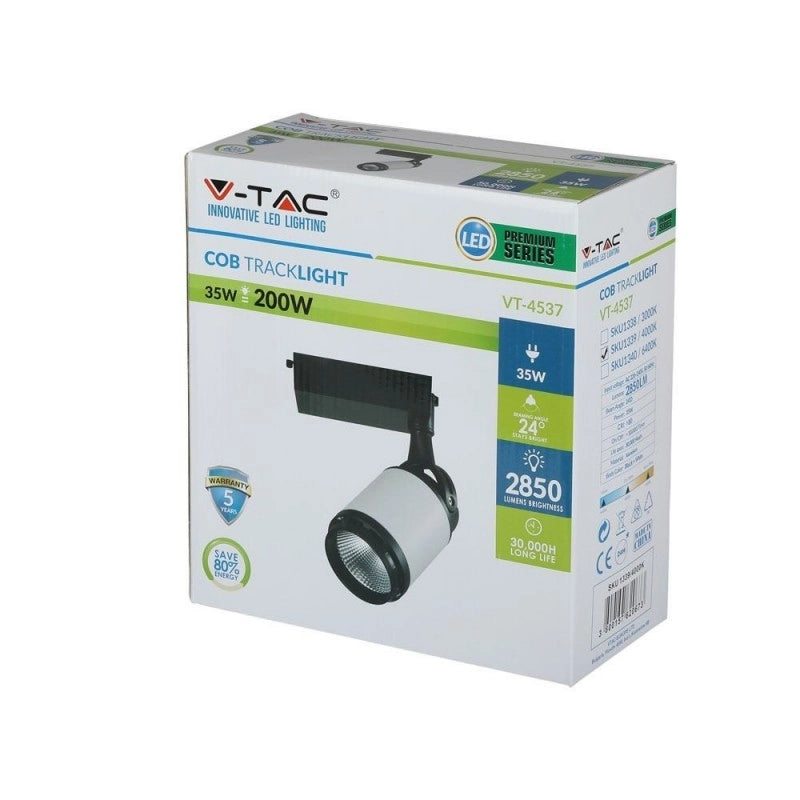 35W LED Track Light Light Bhite & White Body 6000K