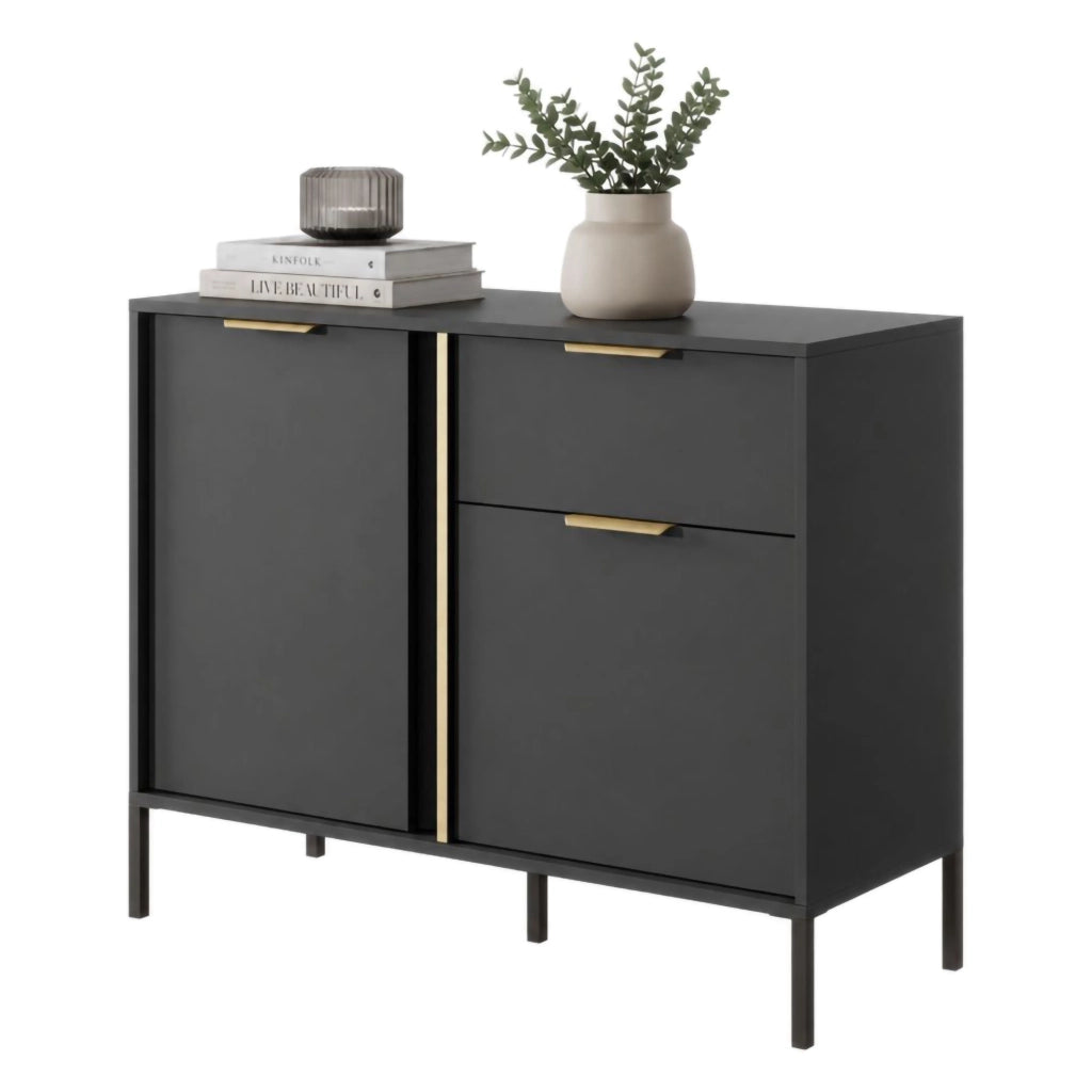Madia Hame, Credenza un Cassetto, 103x40x81h cm Nero