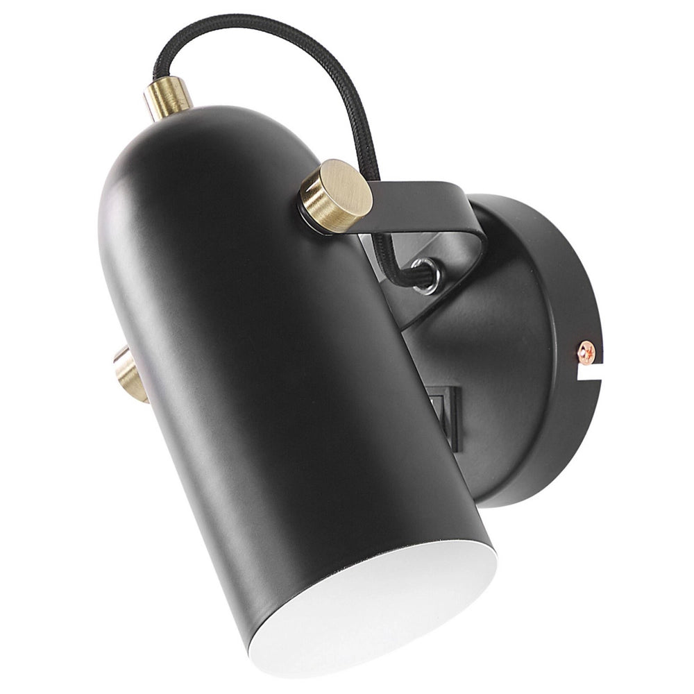 Lampada da Parete in Metallo Nero 17 cm Faretto Paralume Orientabile Industriale Home Office