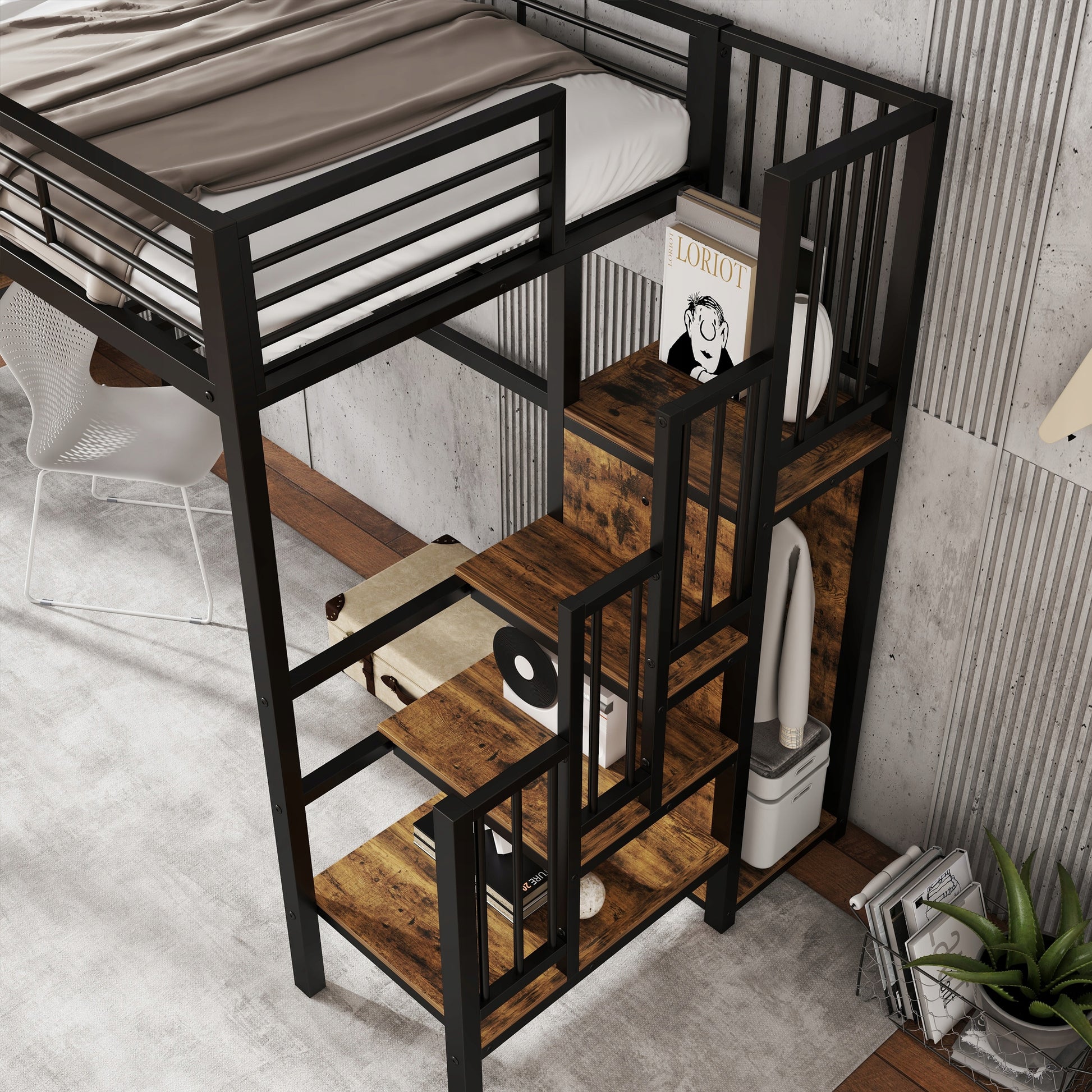 Letto a castello con scrivania - Xylo - 90x200 cm - Nero