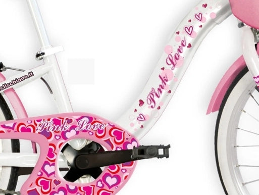 SCH PINK LOVE 20", bicicletta per bambini, adatta a bambini tra i 6 e i 10 anni, per altezza tra 120 e 155 cm, cestino,