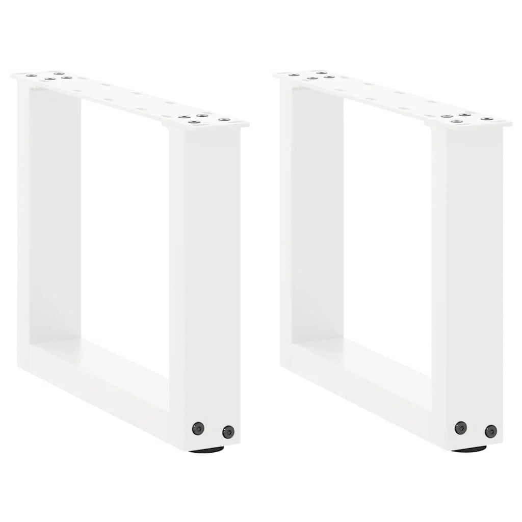 Set di 2 gambe per tavolino da caffè moderne e funzionali a forma di U 30 x 30 cm con piedini livellatori acciaio bianco 02_0057369
