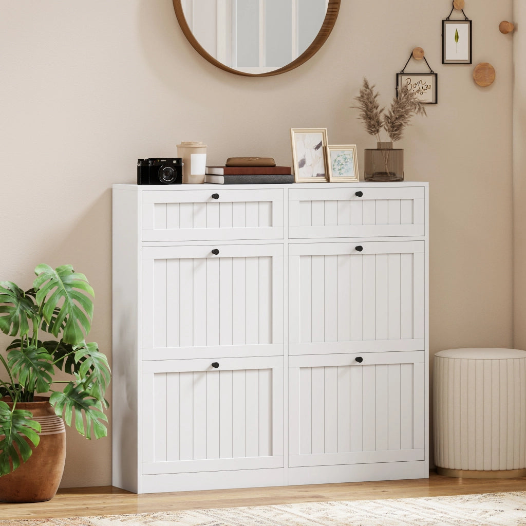 Scarpiera Salvaspazio ¨C Zephmum ¨C Bianco Legno Multistrato 20 Paia