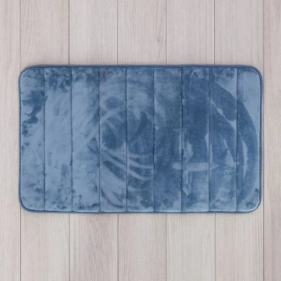 Tappeto bagno 100% poliestere 45x75 turchese cobalto antiscivolo  Memo